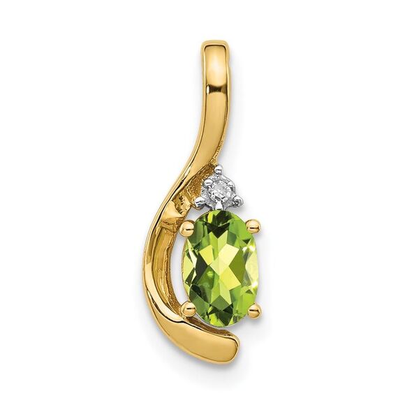 Kazi Luxury 14k Yellow Gold Peridot and Diamond Pendant